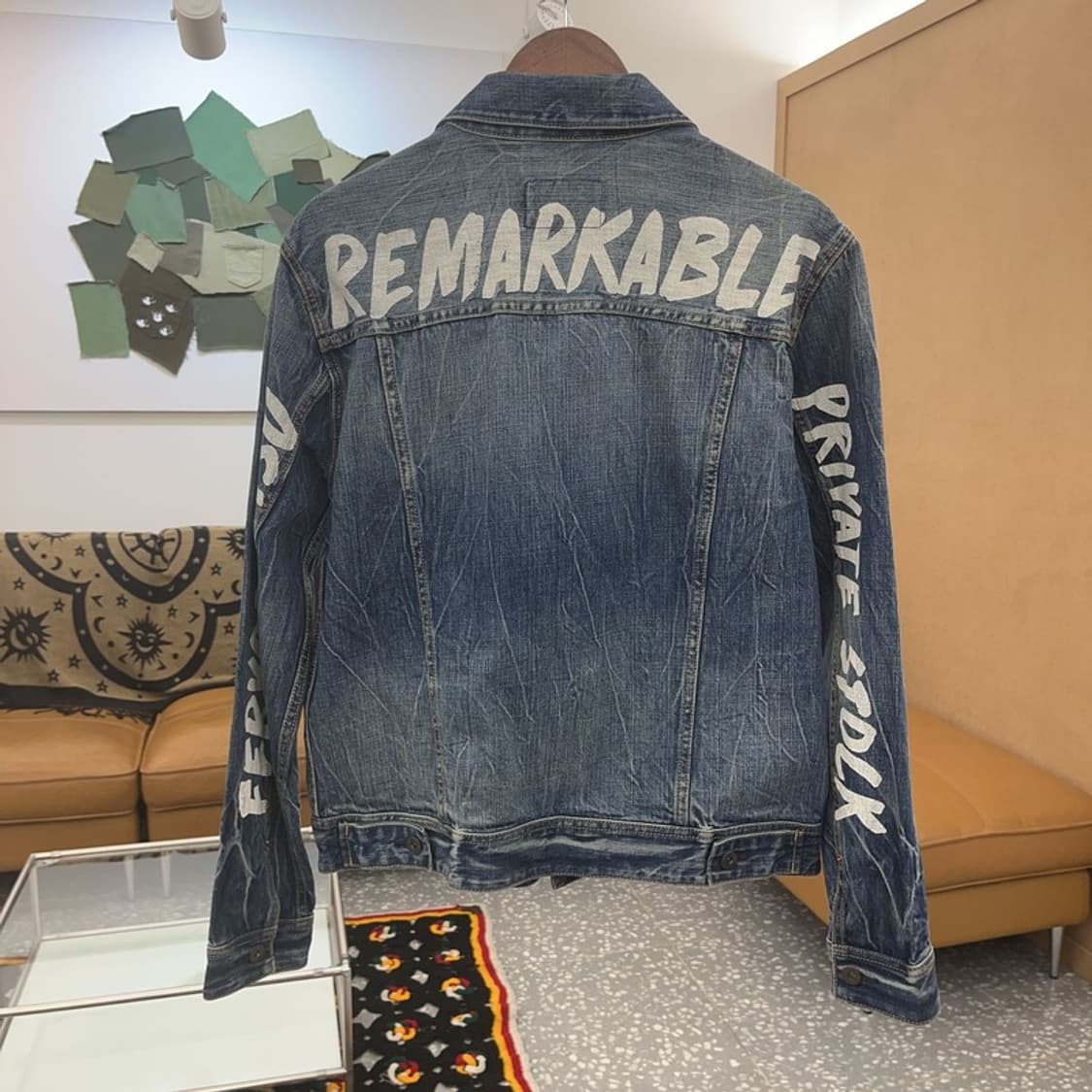 에비수 빈티지 스트릿 힙합 드레이프 워싱 데님자켓 100 C07614 상품이미지3