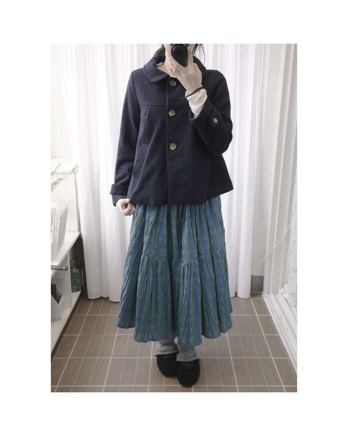 Green checked frill skirt 상품이미지6