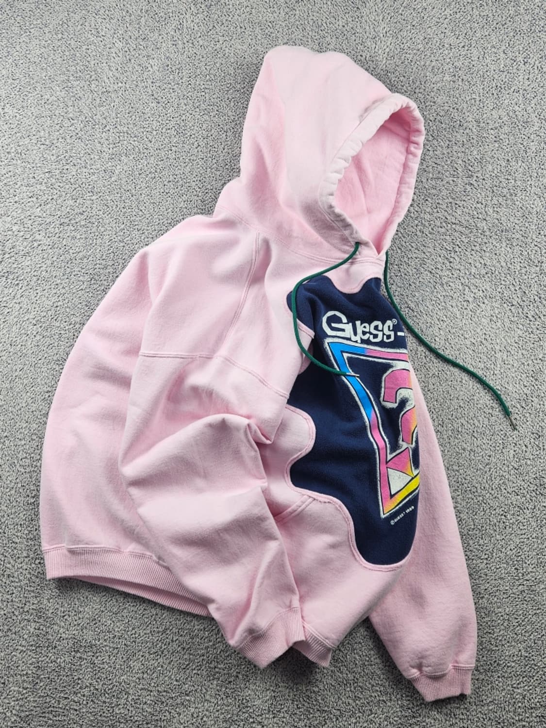 80's GUESS 아플리케 커스텀 스웻 후드 티셔츠 ( L )/9353 상품이미지4