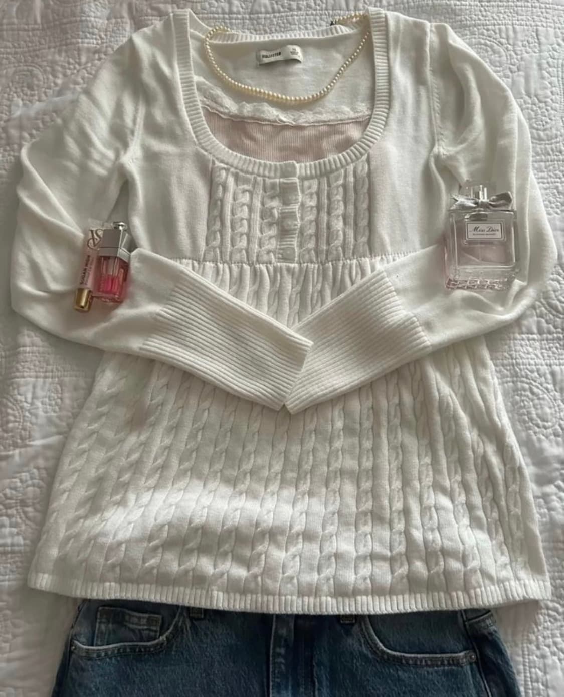 새상품) 홀리스터 베이비돌 니트 탑 화이트 상품이미지1