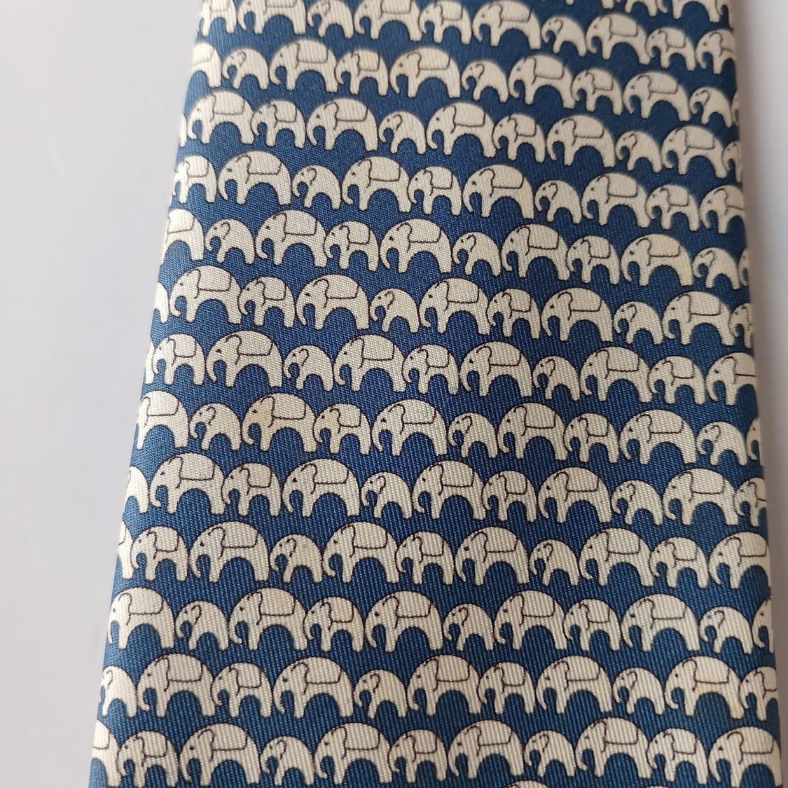 짐 톰슨 실크 블루 코끼리 패턴 넥타이 9.4cm A등급 A19750 상품이미지7