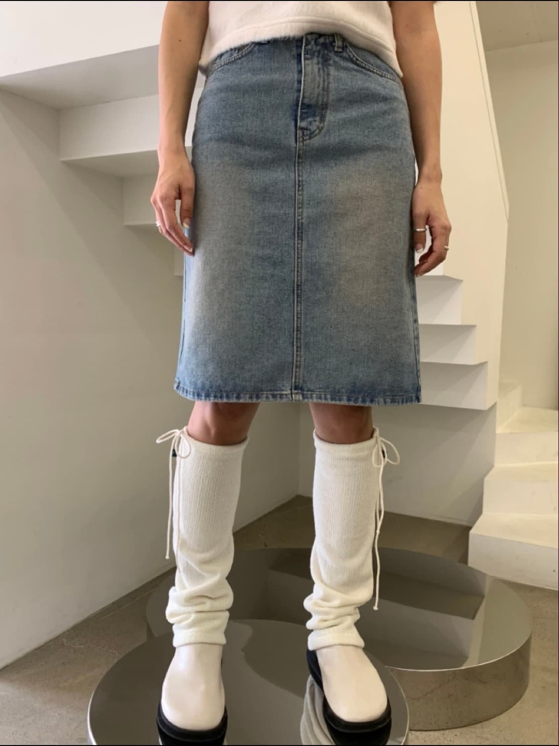 [새상품] 미디스커트 청치마 S 상품이미지1