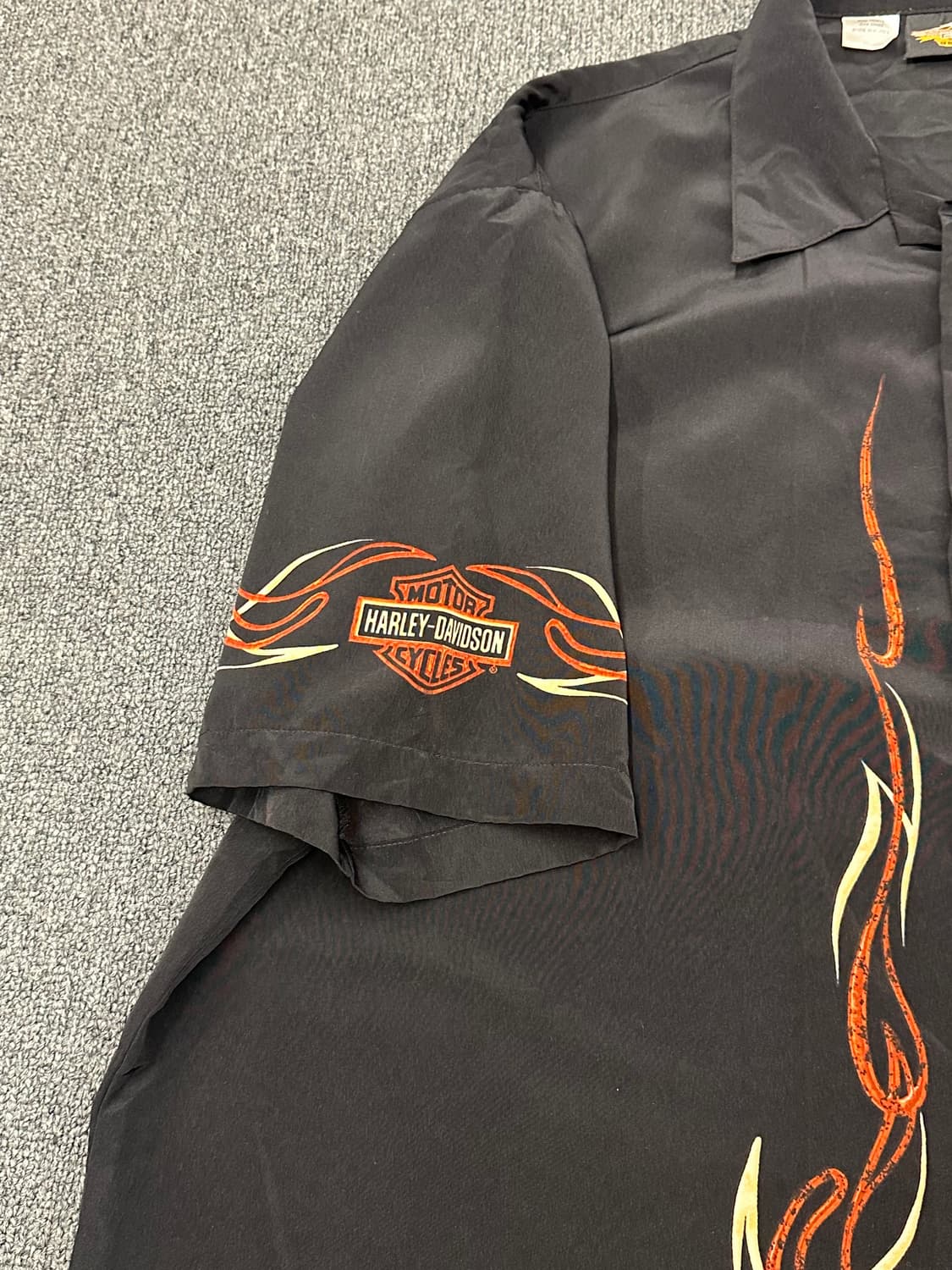 XL)할리데이비슨 빈티지 플레임 패턴 반팔셔츠 상품이미지4