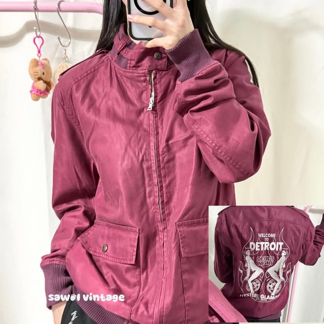 히스테릭글래머 버건디 자수 그래픽 아우터 상품이미지2