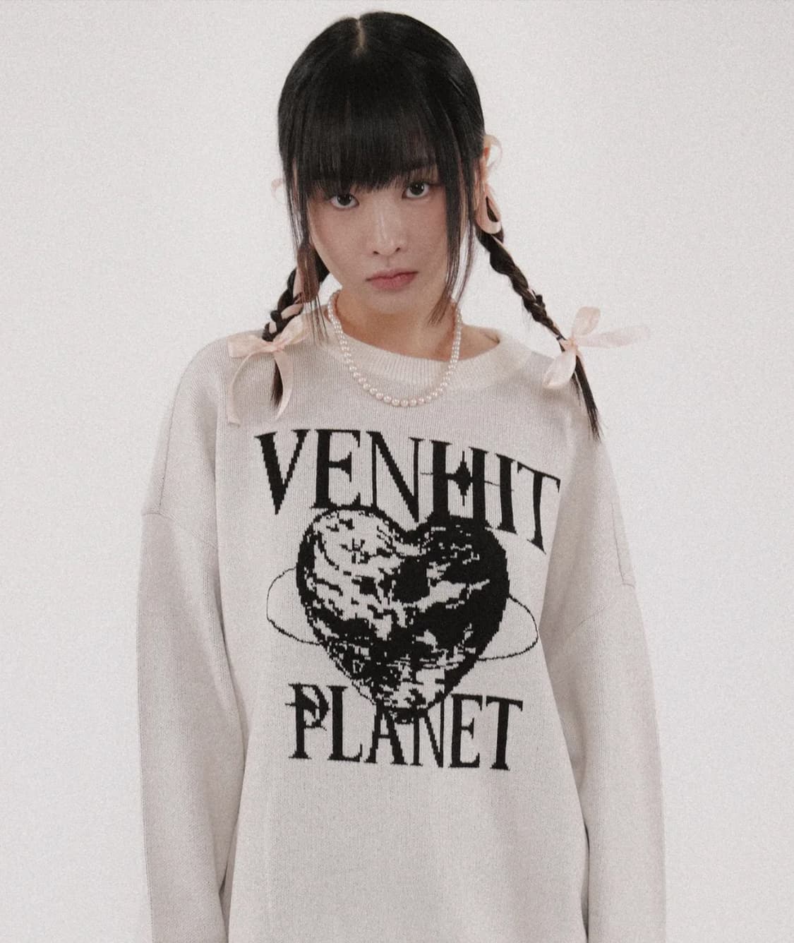 벤힛 venhit 자카드 니트 아이보리 상품이미지1