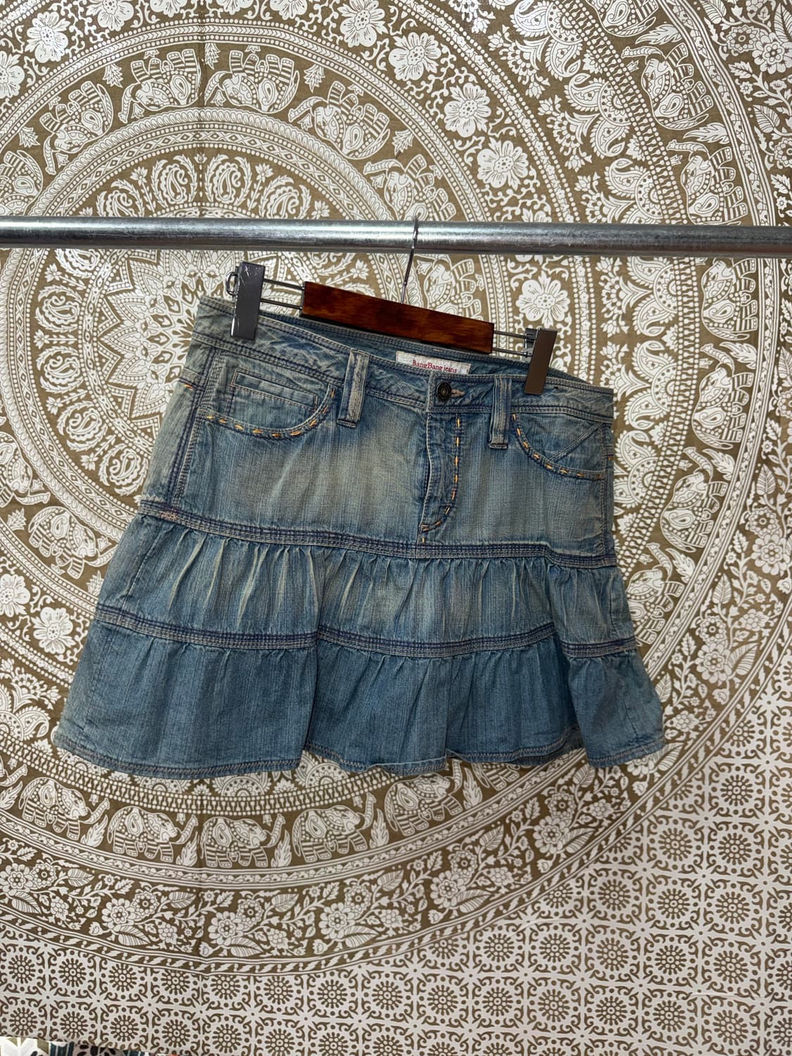 뱅뱅 여성 빈티지 스티치 데님 미니스커트  상품이미지4