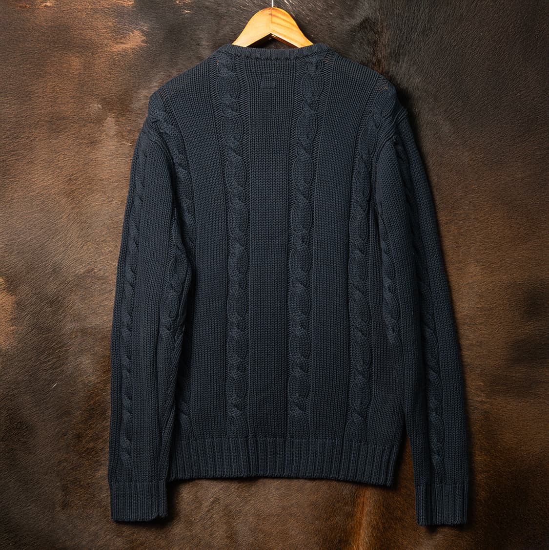 [103] 00s 아디다스 오리지널스 월계수 로고 케이블 니트 네이비  상품이미지3