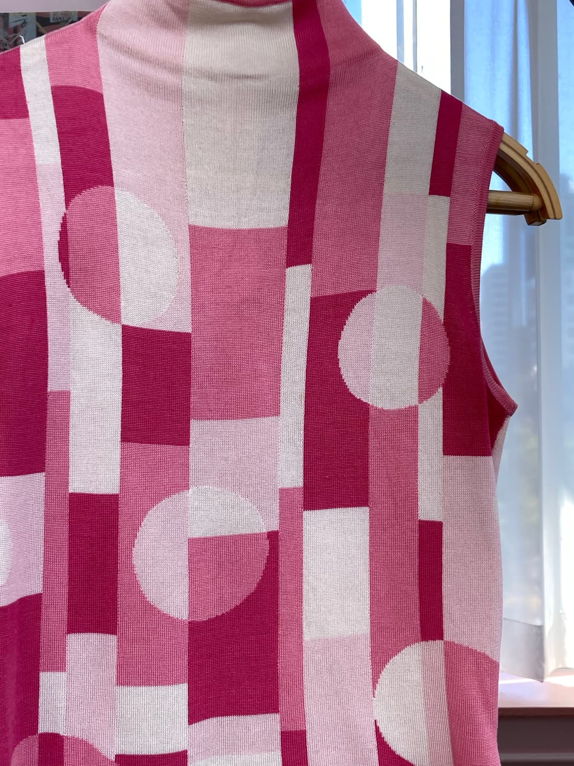 랑방 LANVIN 실크 100% 핑크 패턴 슬리브리스 탑 상품이미지3