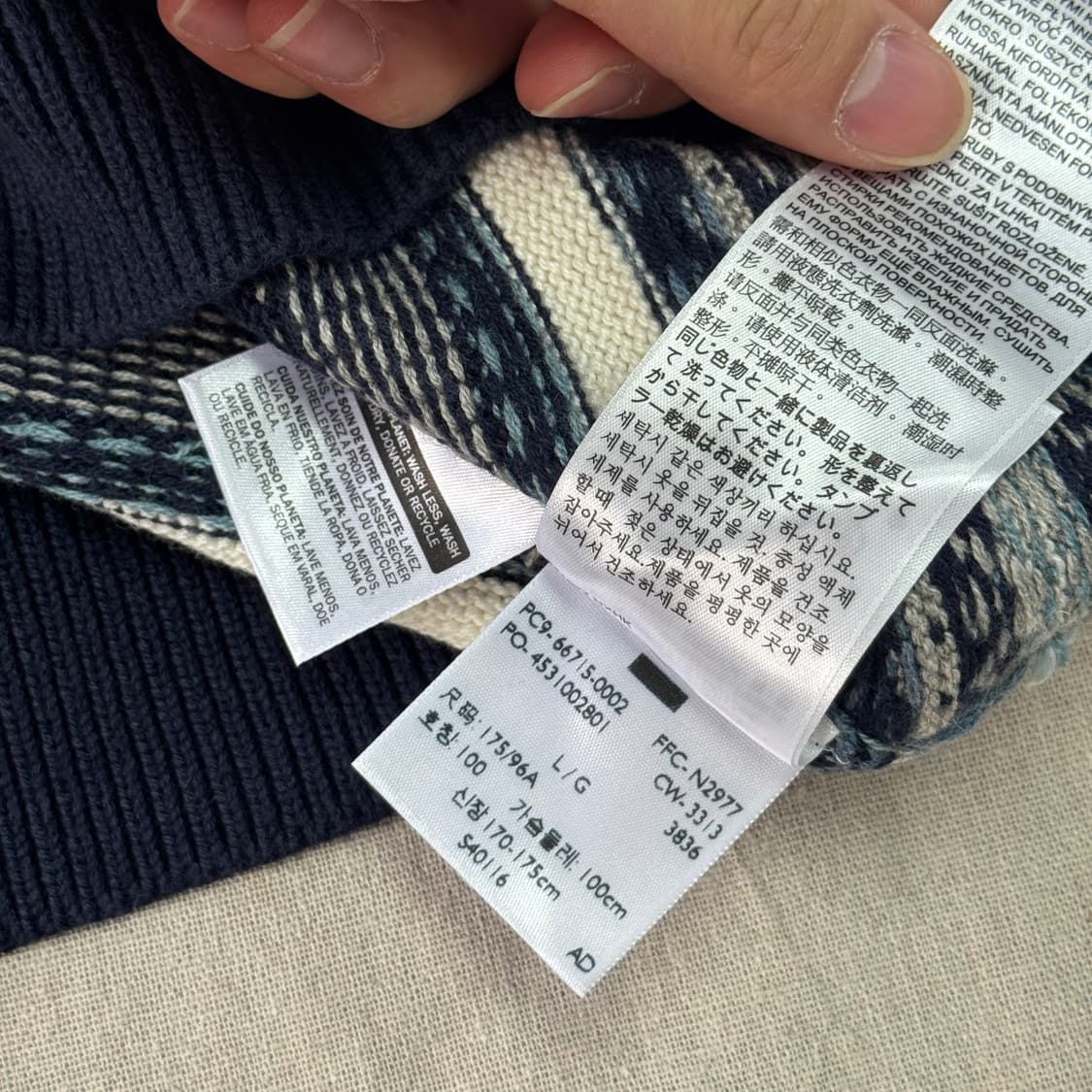 리바이스 페어아일 네이비탭 눈꽃 니트 L 상품이미지6