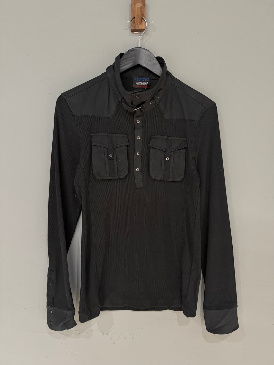 neck buckle pocket ribbed long sleeve 상품이미지5