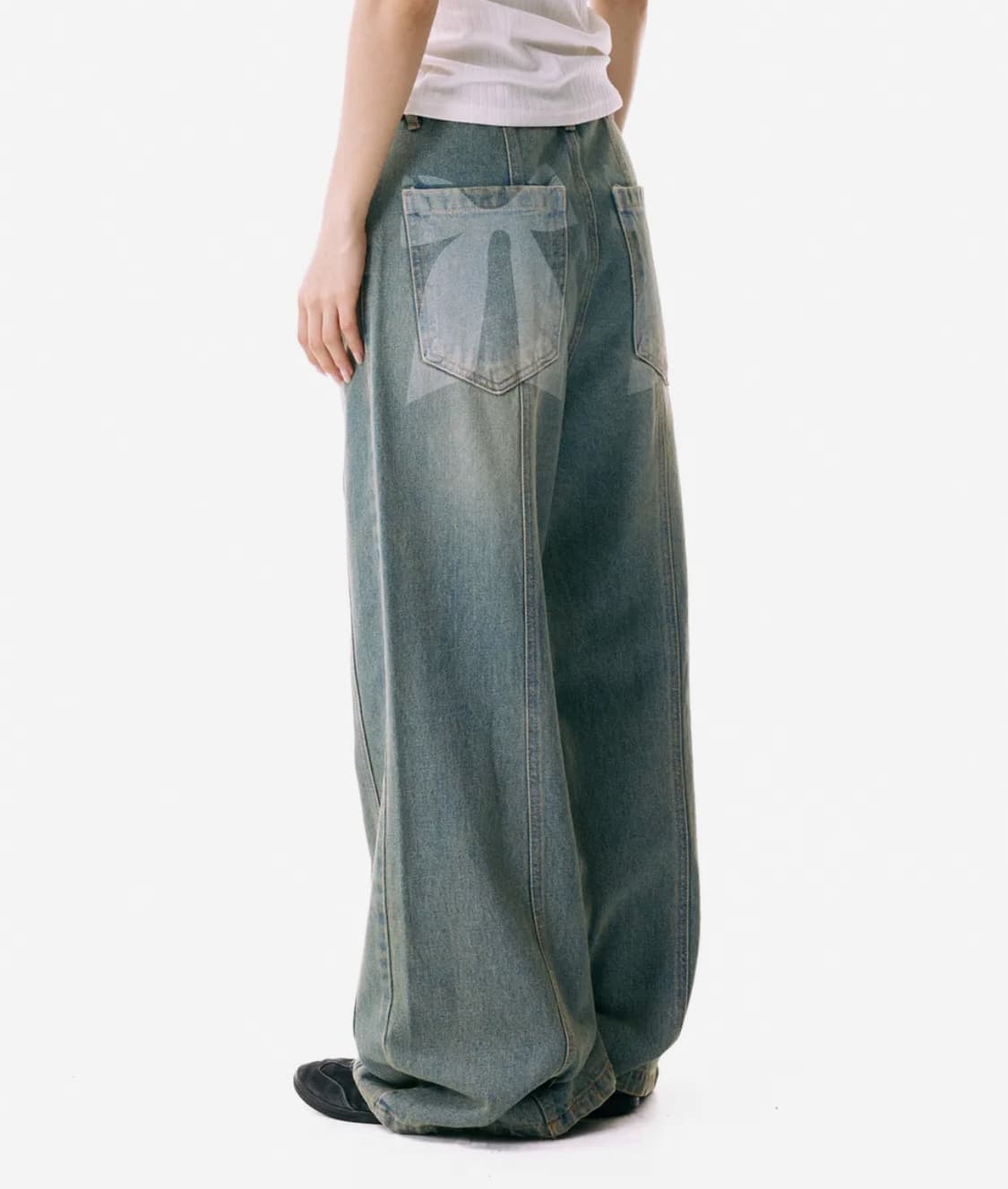 이우가마라카스 Ribbon Denim Pants (Sand Blue) 상품이미지1