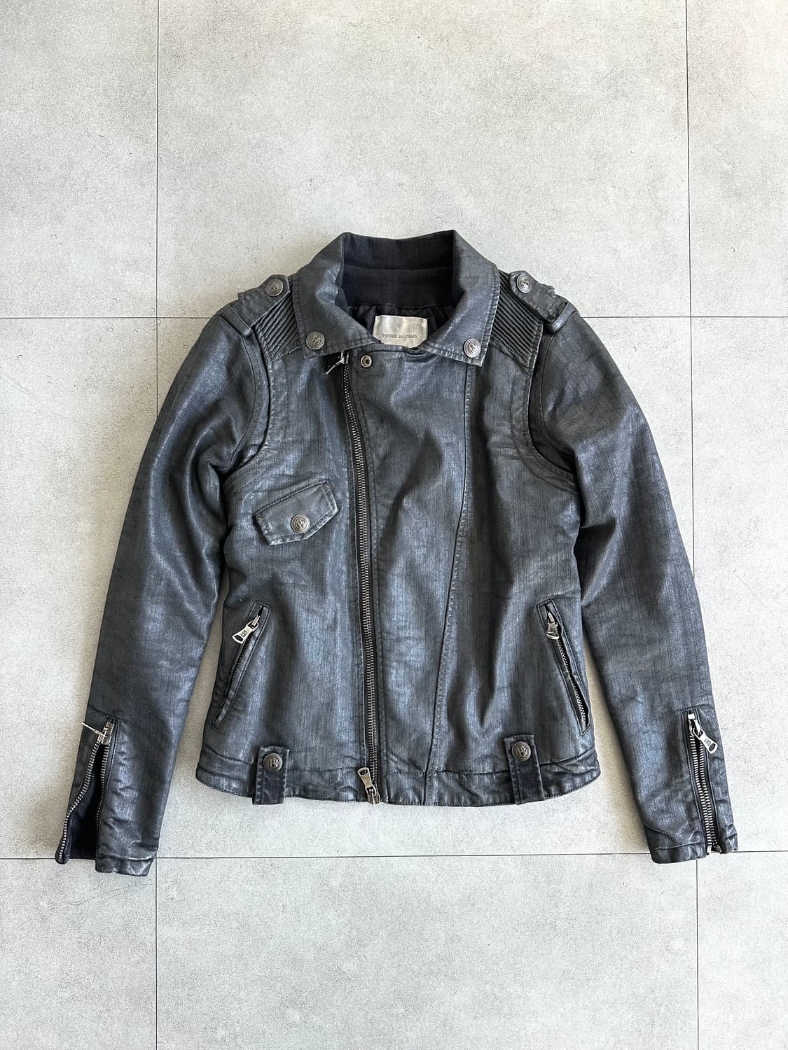 발망 왁스코팅 퀼팅 바이커 자켓 상품이미지1