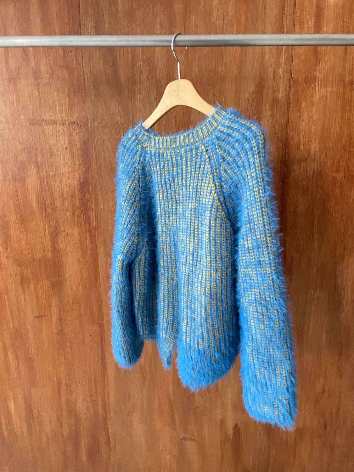 Yellow blue ribbed fuzzy knit 상품이미지6