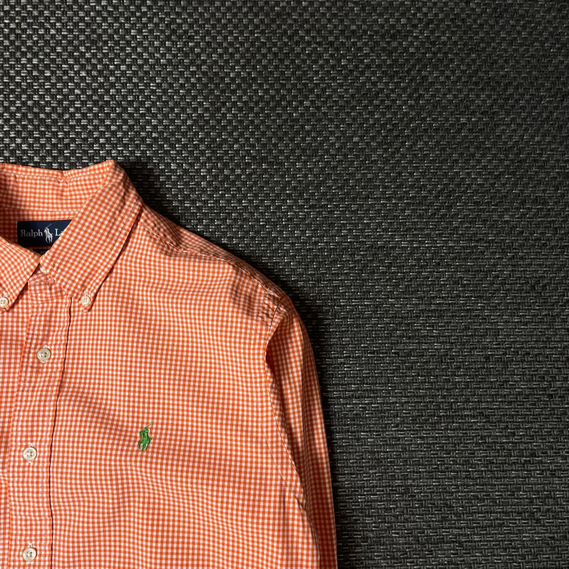 폴로랄프로렌 그린포니 오렌지 마이크로 체크 긴팔 셔츠 커스텀핏 M 상품이미지3