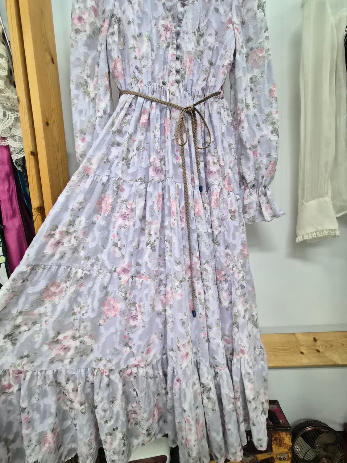 SJSJ 라벤더 플로럴 쉬폰 롱 원피스 상품이미지7