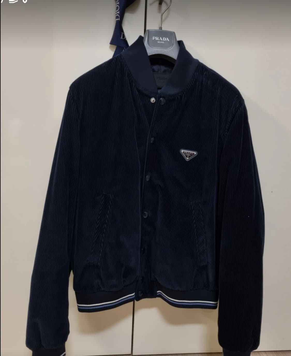 프라다 코듀로이 블루종 자켓 네이비 50 상품이미지1
