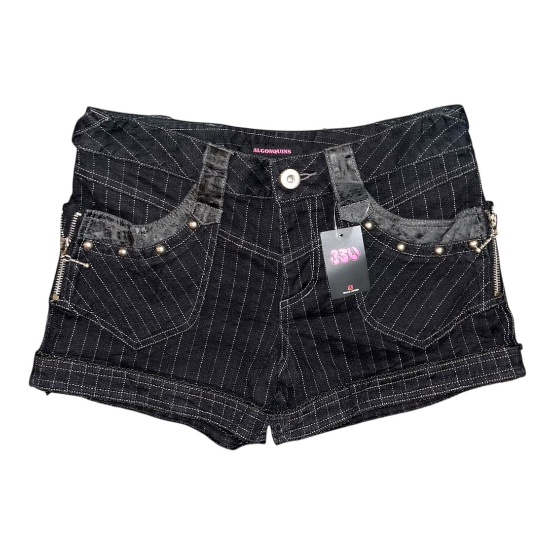 ALGONQUINS 알곤퀸즈 스티치 스터드 숏팬츠 갸루y2k펑크 상품이미지1