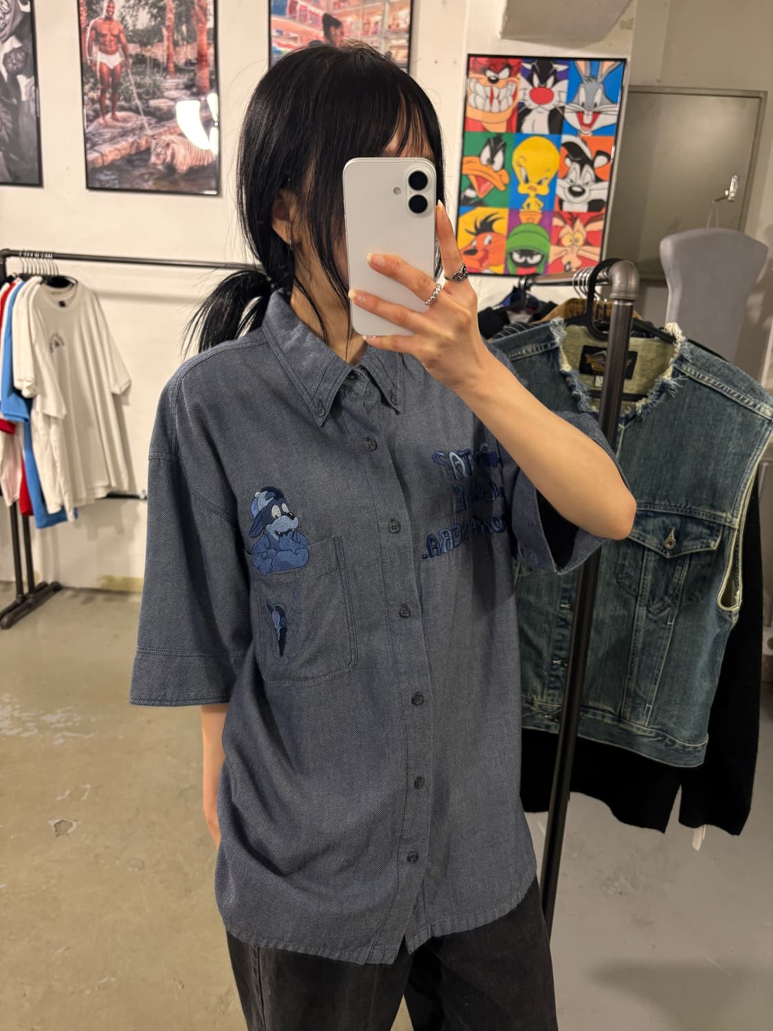 일제 VTG 캐릭터 자수 셔츠 상품이미지2