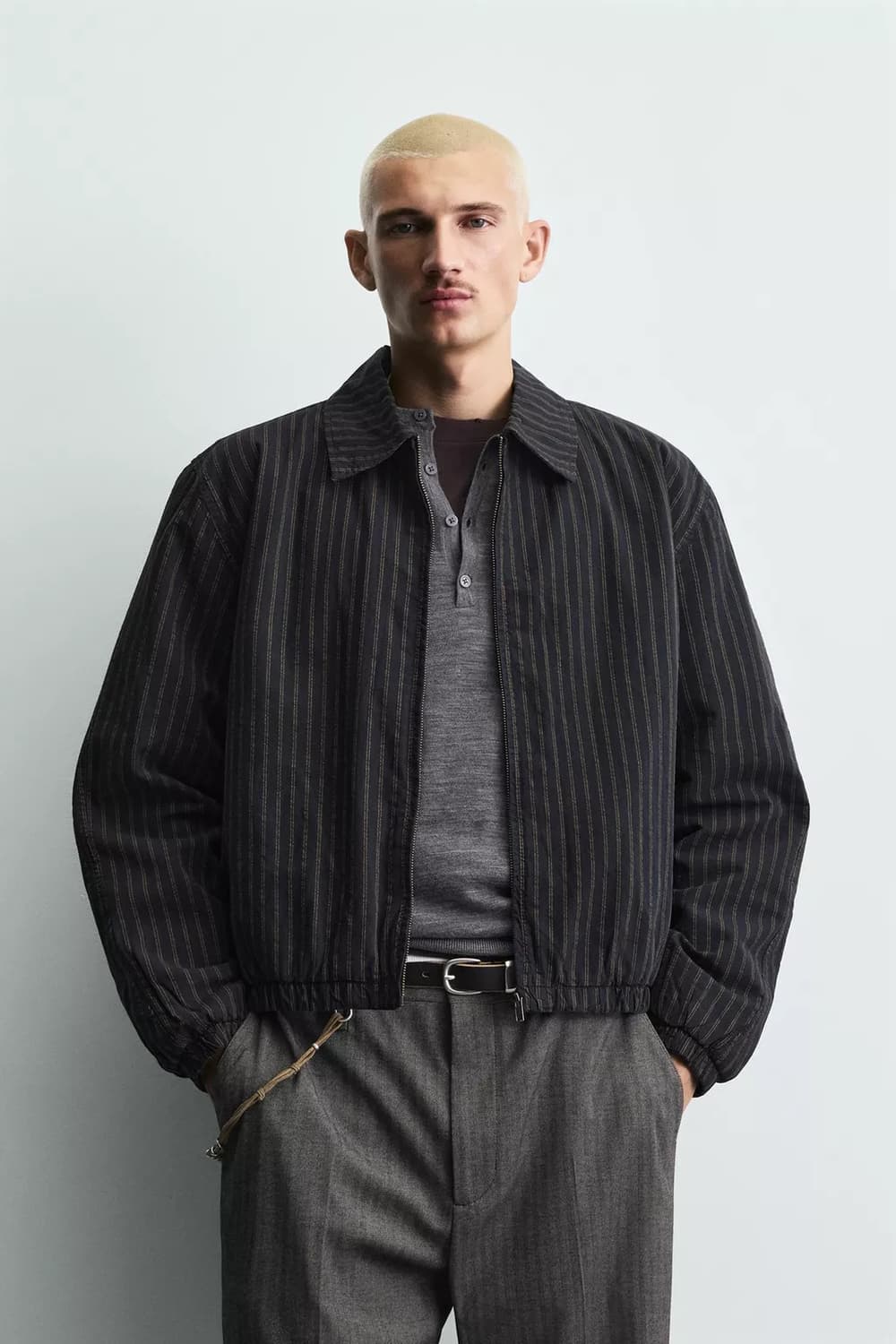 자라 스트라이프 크롭 핏 점퍼 상품이미지1