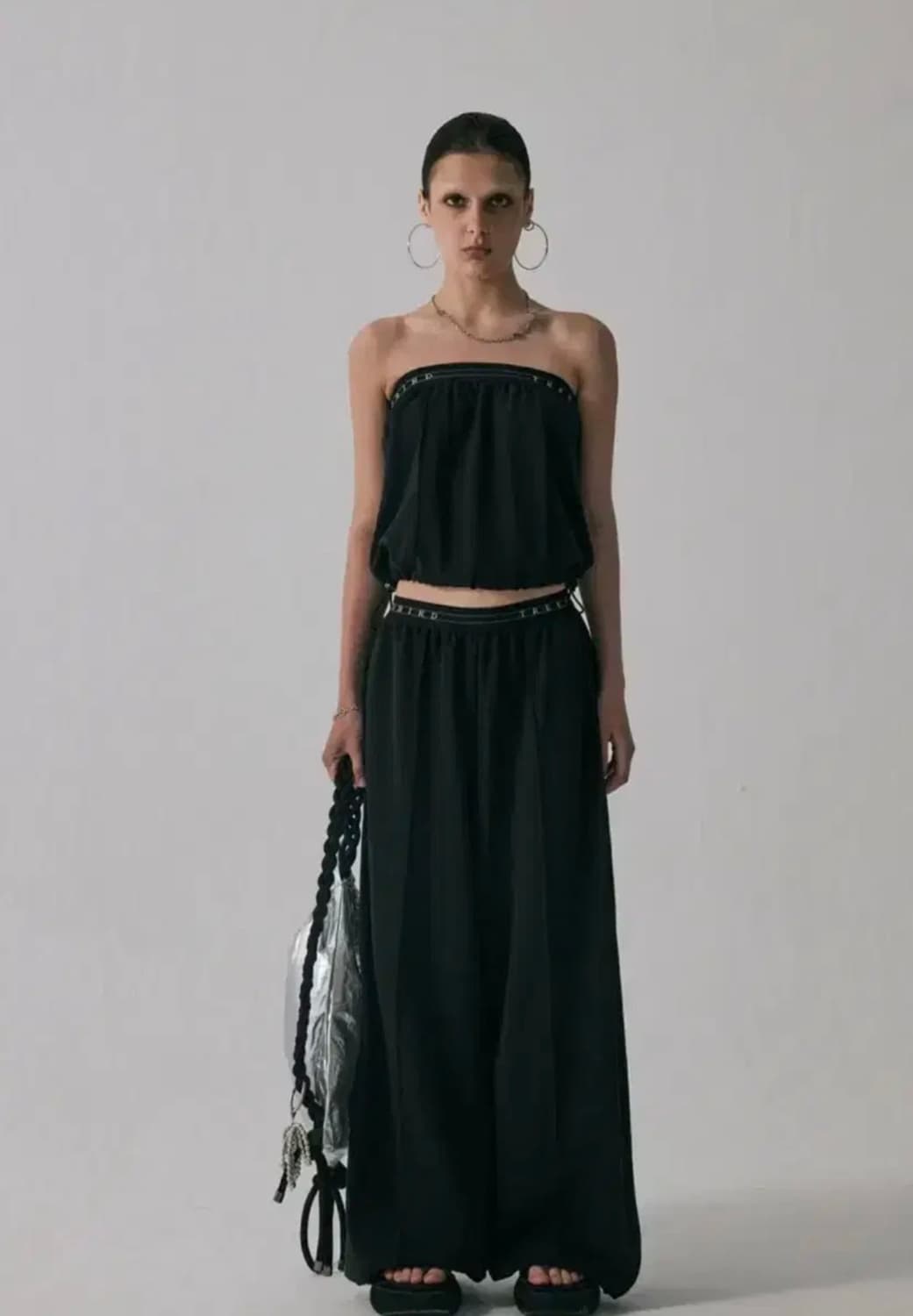 트리밍버드) Banding Sweat Set-Up Pants BK F 상품이미지1