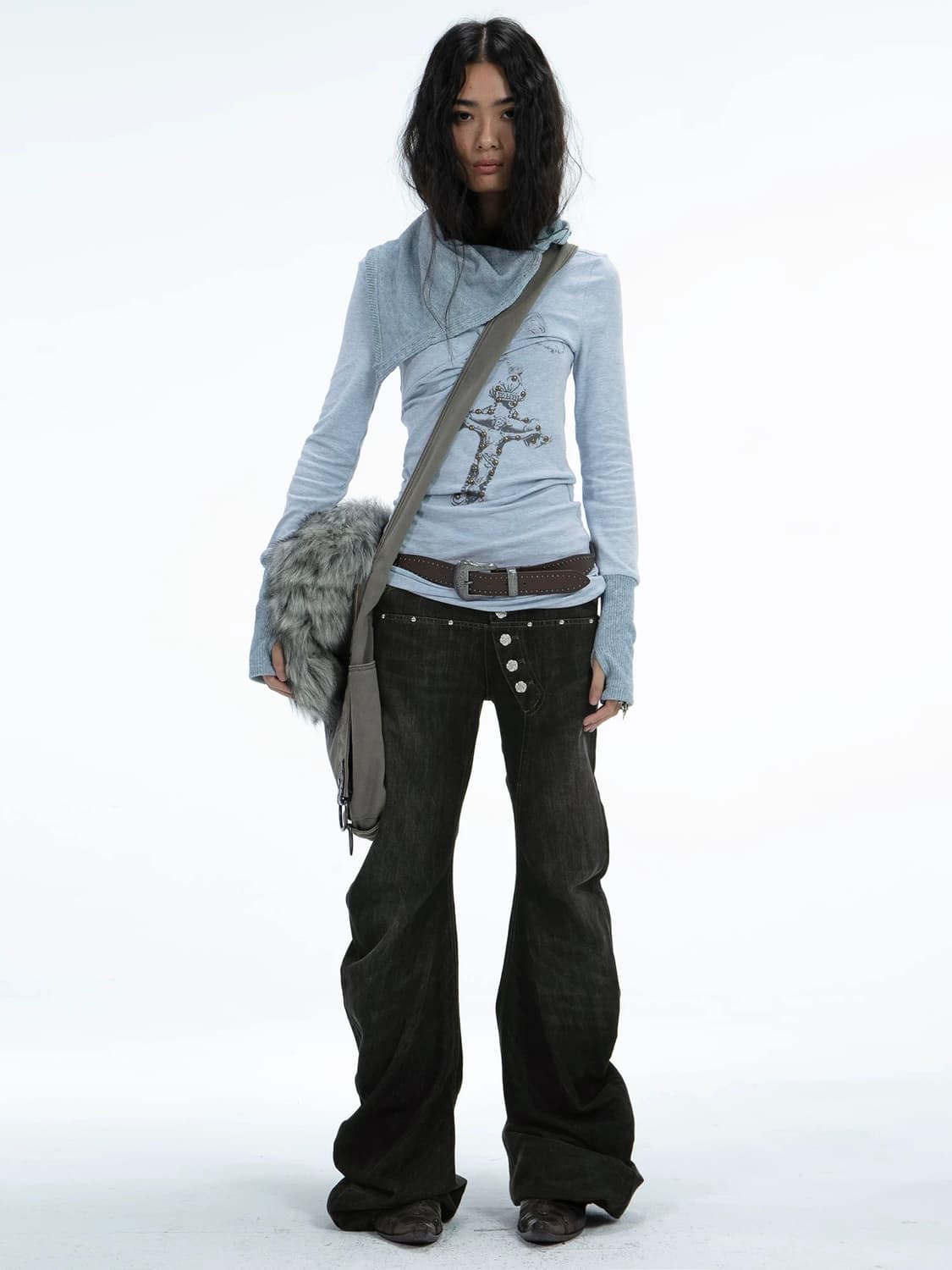 double punch 커브드 셔링 부츠컷 데님 상품이미지2