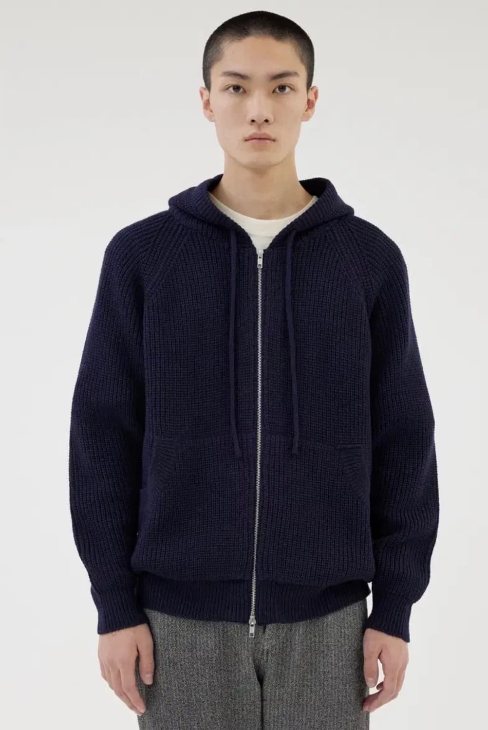 애프터프레이 니트 후드 집업 네이비 L 상품이미지1
