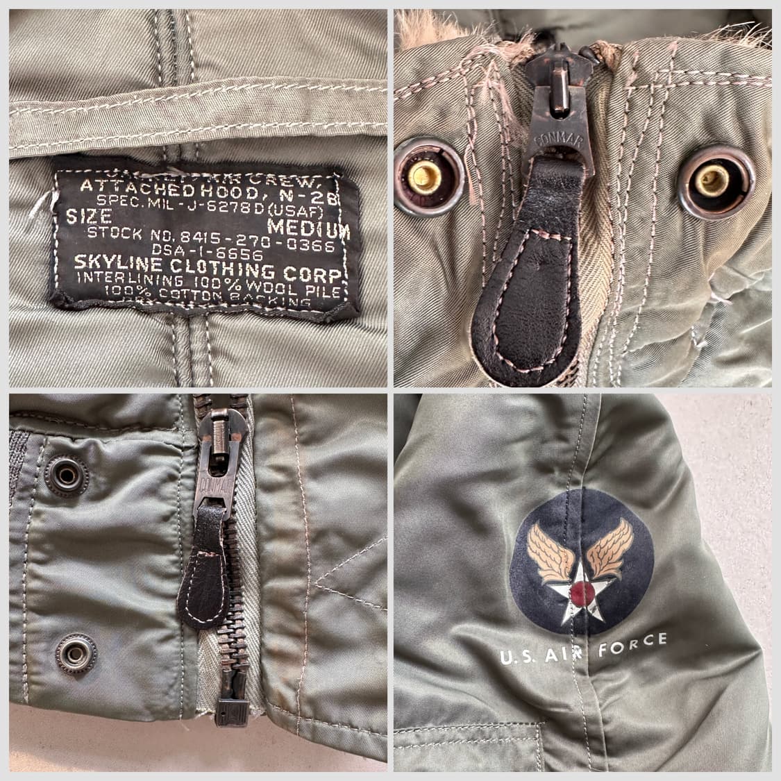60s 오리지널 N-2B 스카이라인 베트남전 항공점퍼 블랙택 M 상품이미지3