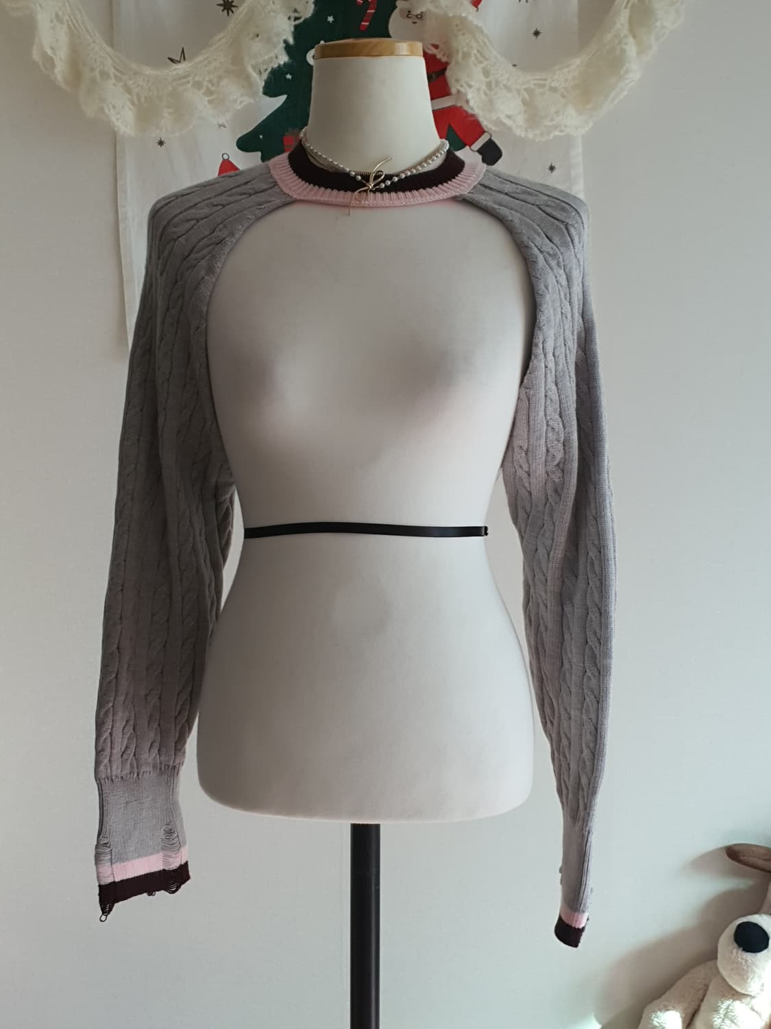 [빈티지] 회색 볼레로 니트재질 상품이미지1