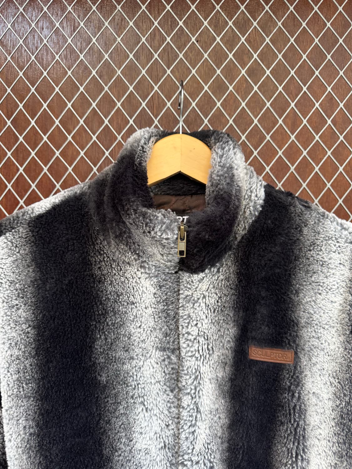 sculptor 스컬프터 페이크 밍크 퍼 크롭 패턴 블루종 집업 자켓 상품이미지6