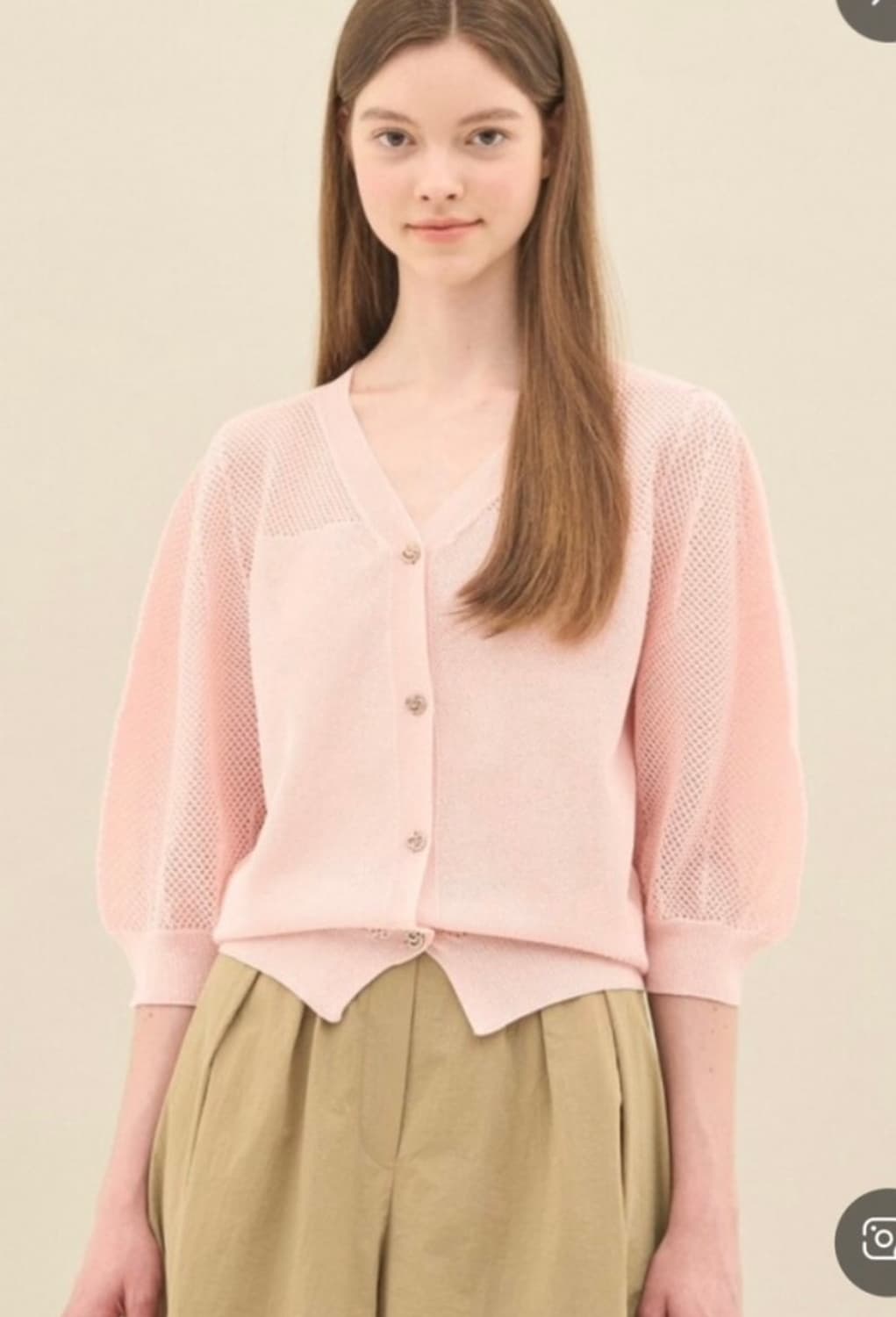 한섬 SJSJ 2023 브이넥 아일렛 니트 가디건 F사이즈 상품이미지1