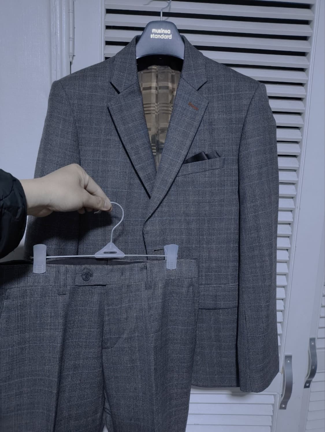 95 바쏘옴므 슬림핏 클래식 체크 정장 수트 세트 상품이미지1