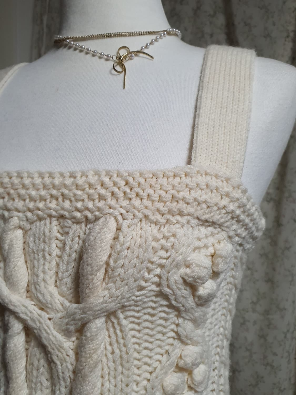 [빈티지] 아이보리 케이블 니트 미니 원피스 55 상품이미지4