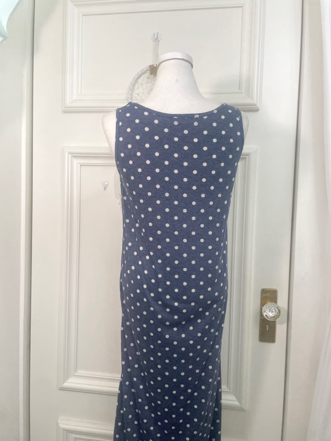 denim mood dot cotton sleeveless long op 상품이미지4