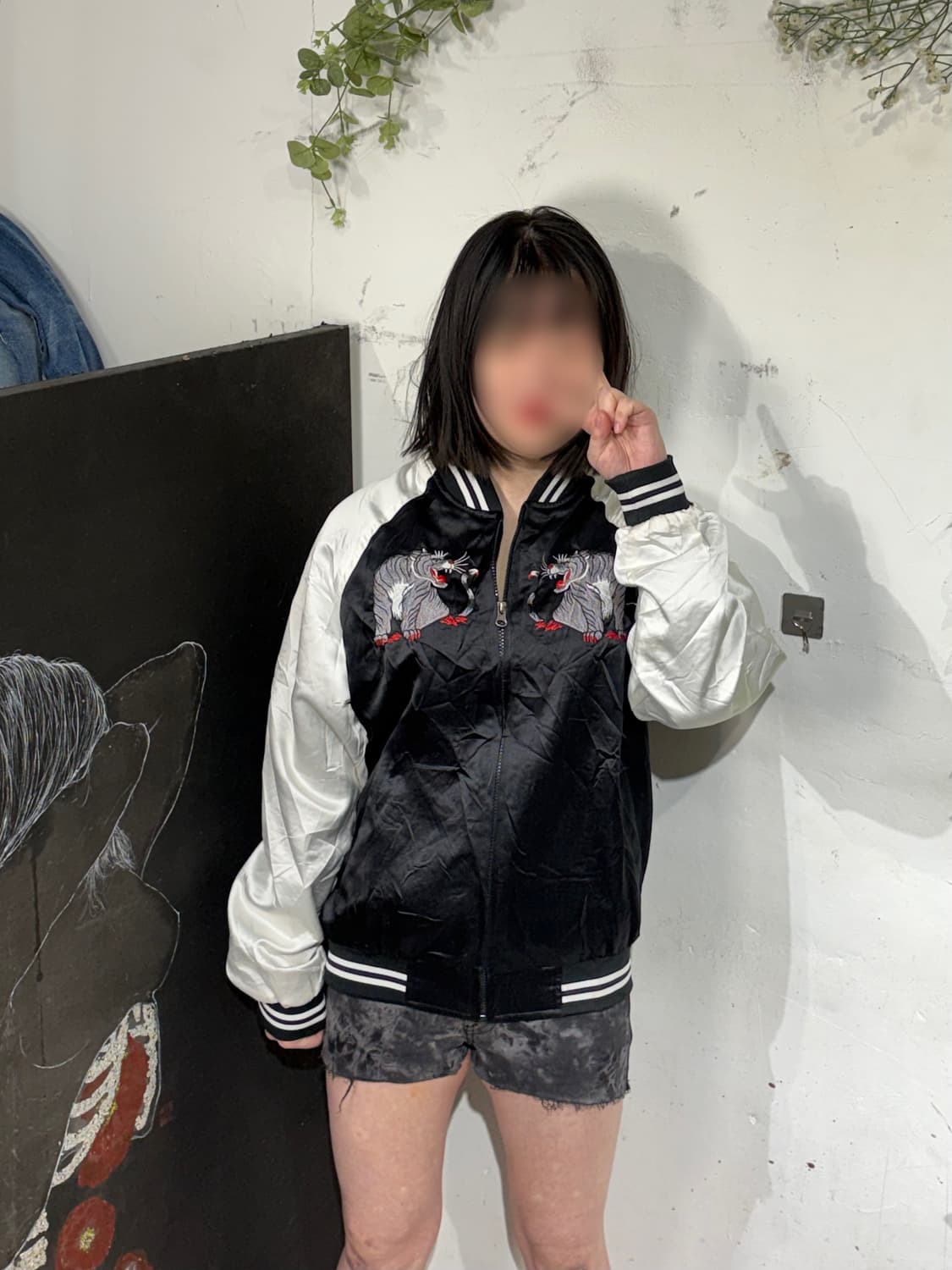 일본빈티지 오리엔탈 호랑이 자수 스카잔 빈티지 스카쟌 자켓 상품이미지4