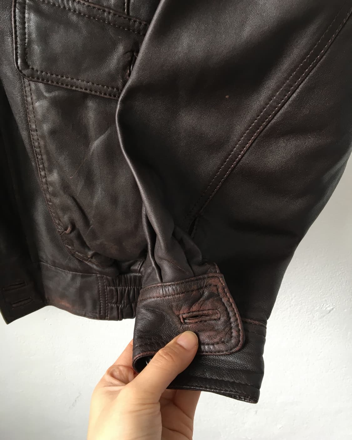 Leather bomber brown jacket 상품이미지5