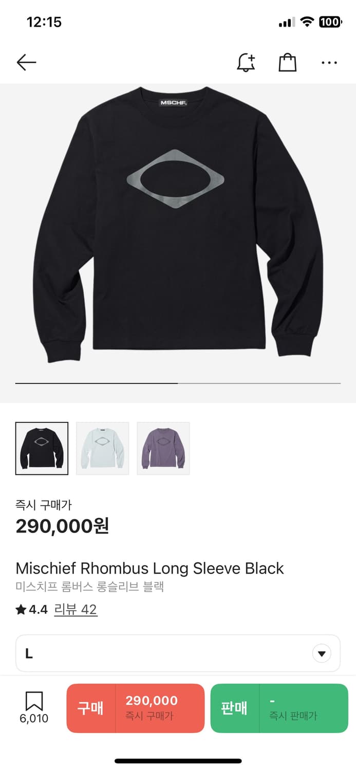 미스치프 롬버스 롱슬리브 블랙 L 상품이미지2