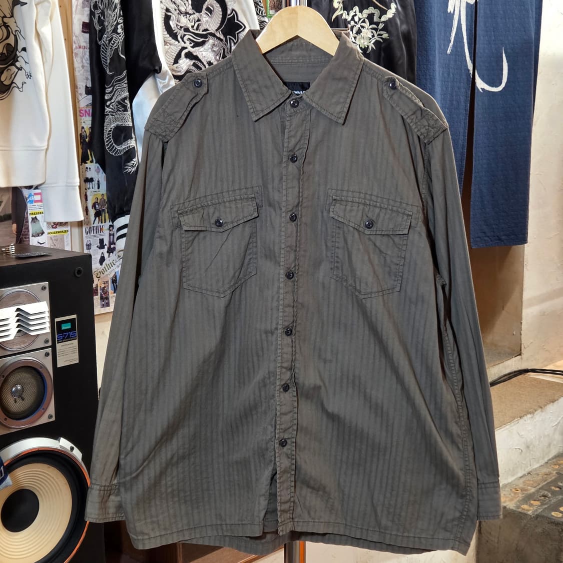 JPN 에어워크 스트라이프 밀리터리 셔츠 상품이미지1