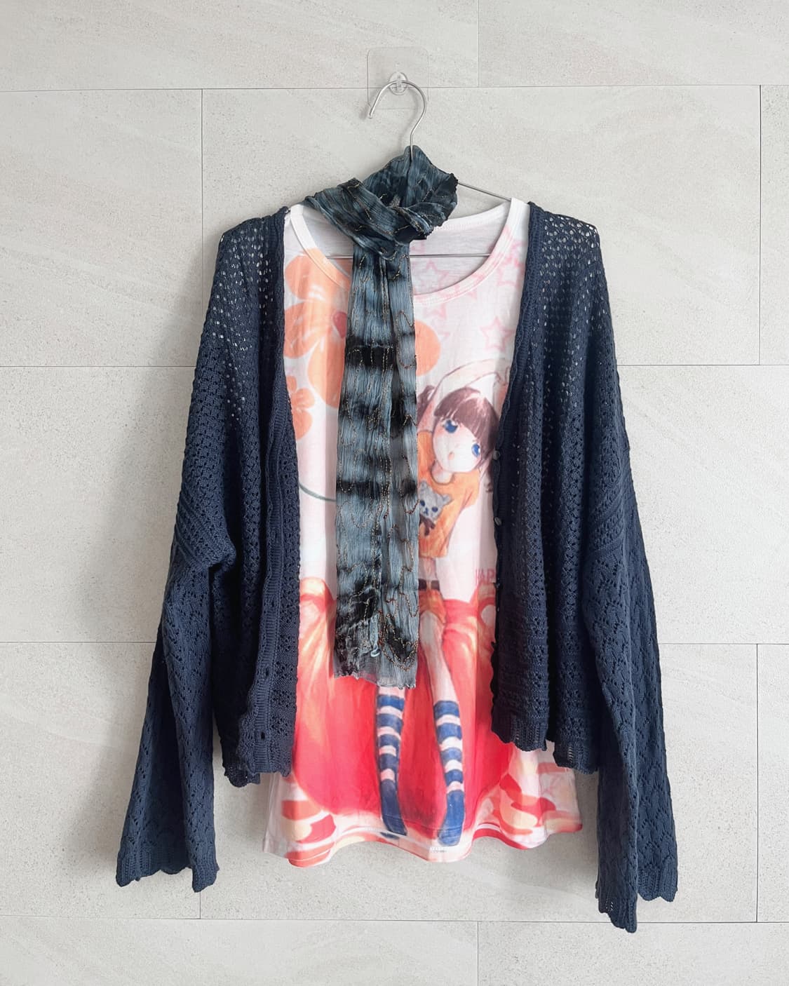 귀여운 오렌지 소녀 프린팅 반팔 탑 상품이미지1