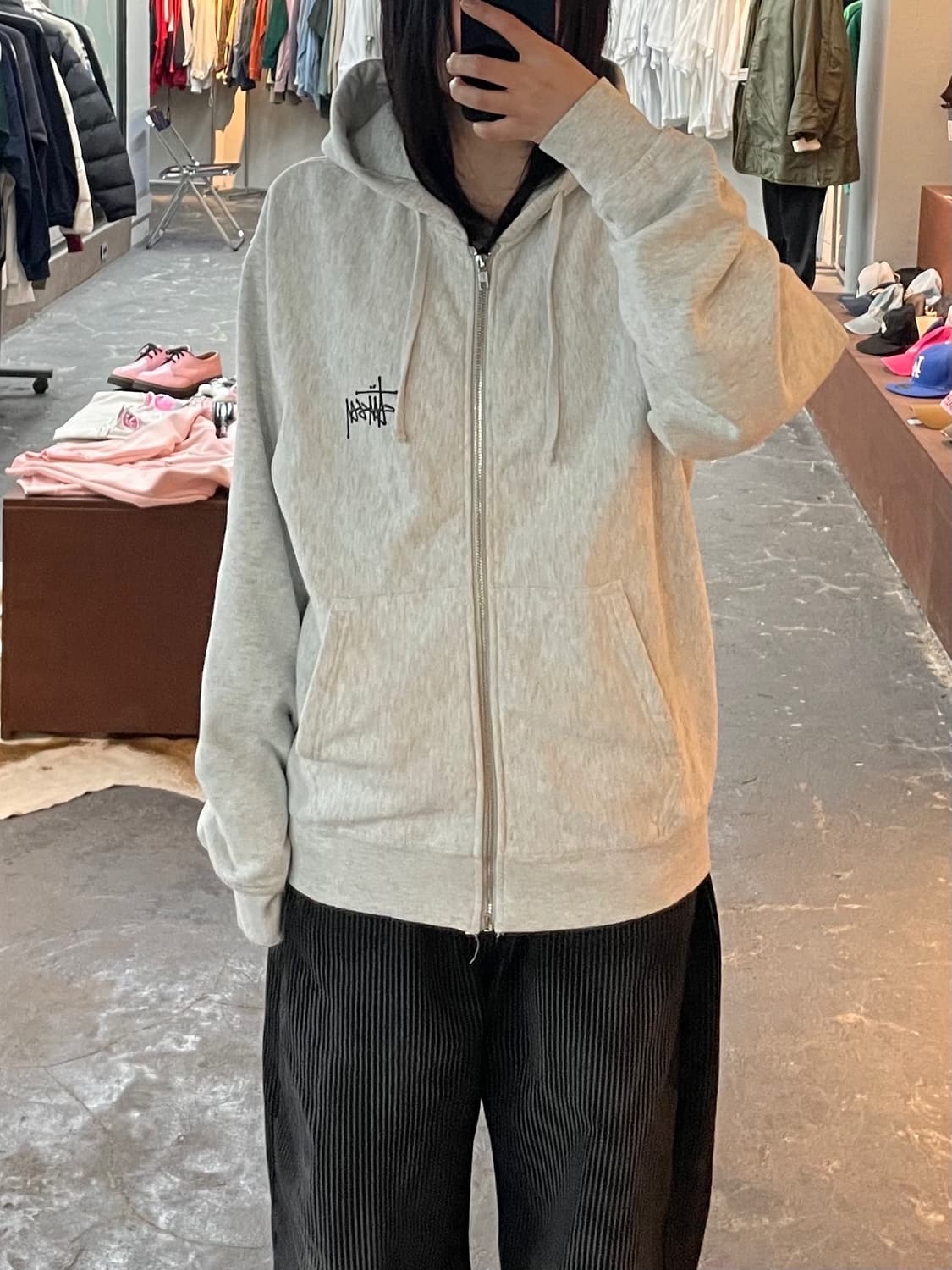 스투시 애쉬헤더 베이직 로고 후드집업 H1821 상품이미지2