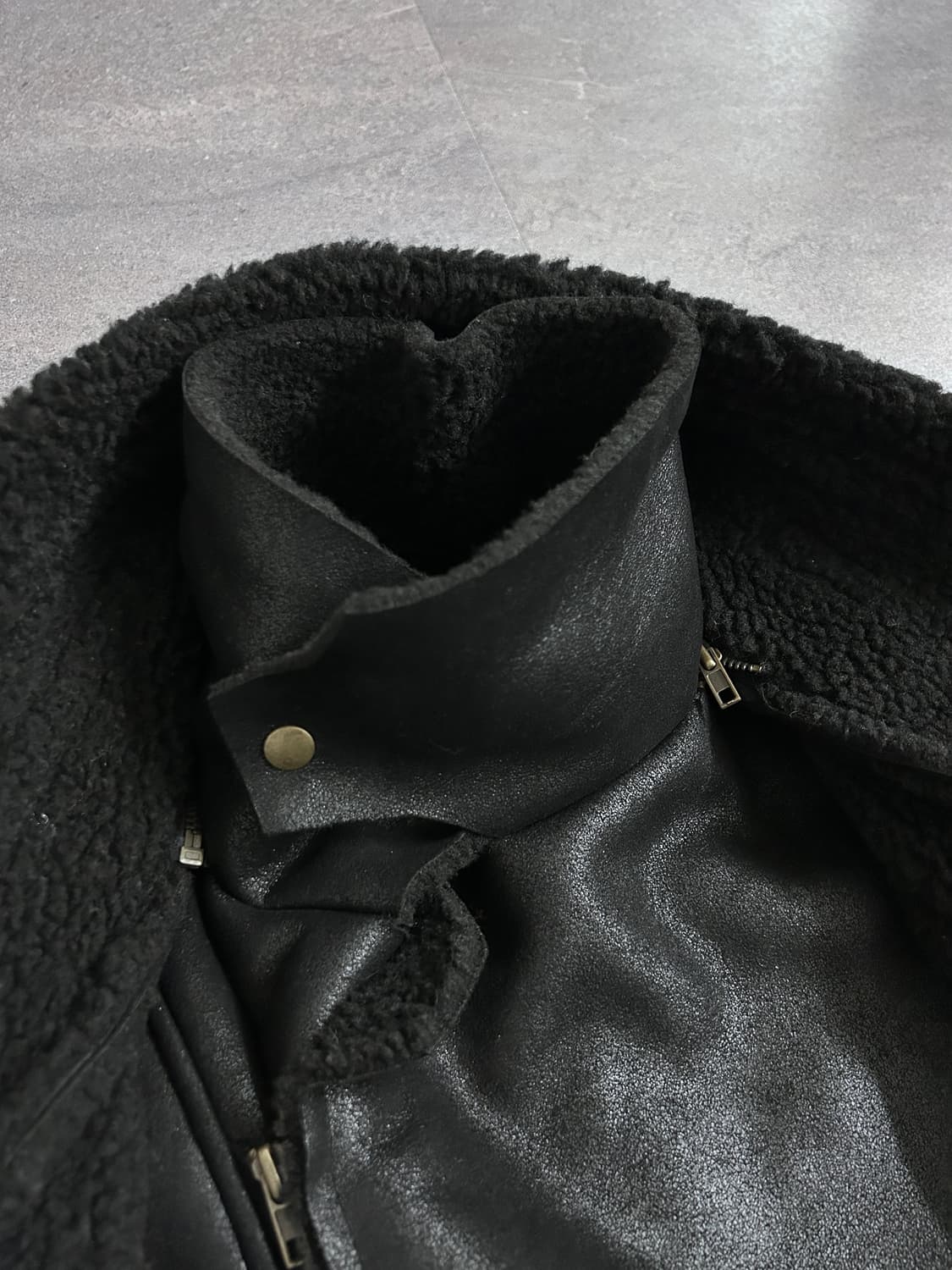 더블 하이넥 시어링 무스탕 자켓 상품이미지4