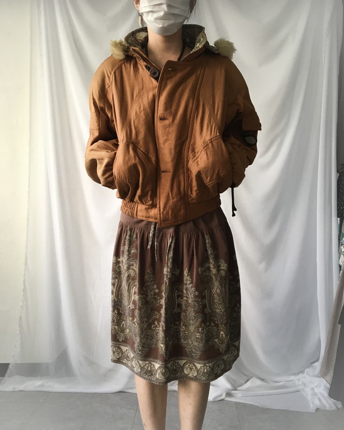 Fake fur hood bomber jacket 상품이미지1