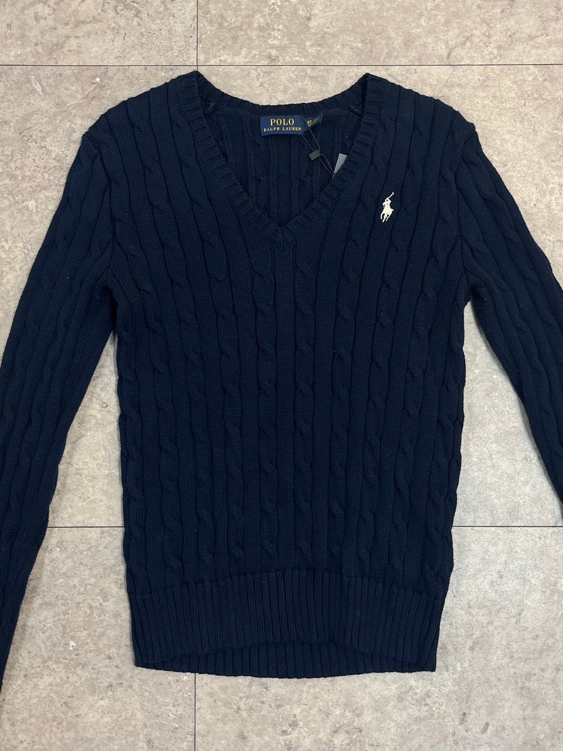 폴로 랄프로렌 꽈배기 브이넥 니트 네이비 XS #csz3667 상품이미지5
