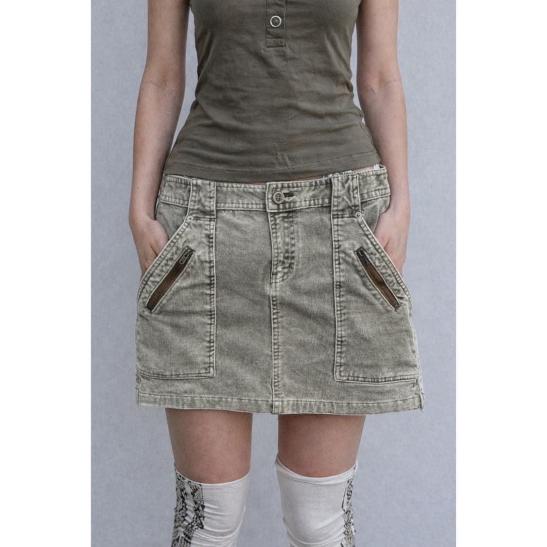 빈티지 워싱 포켓 미니 스커트 상품이미지1