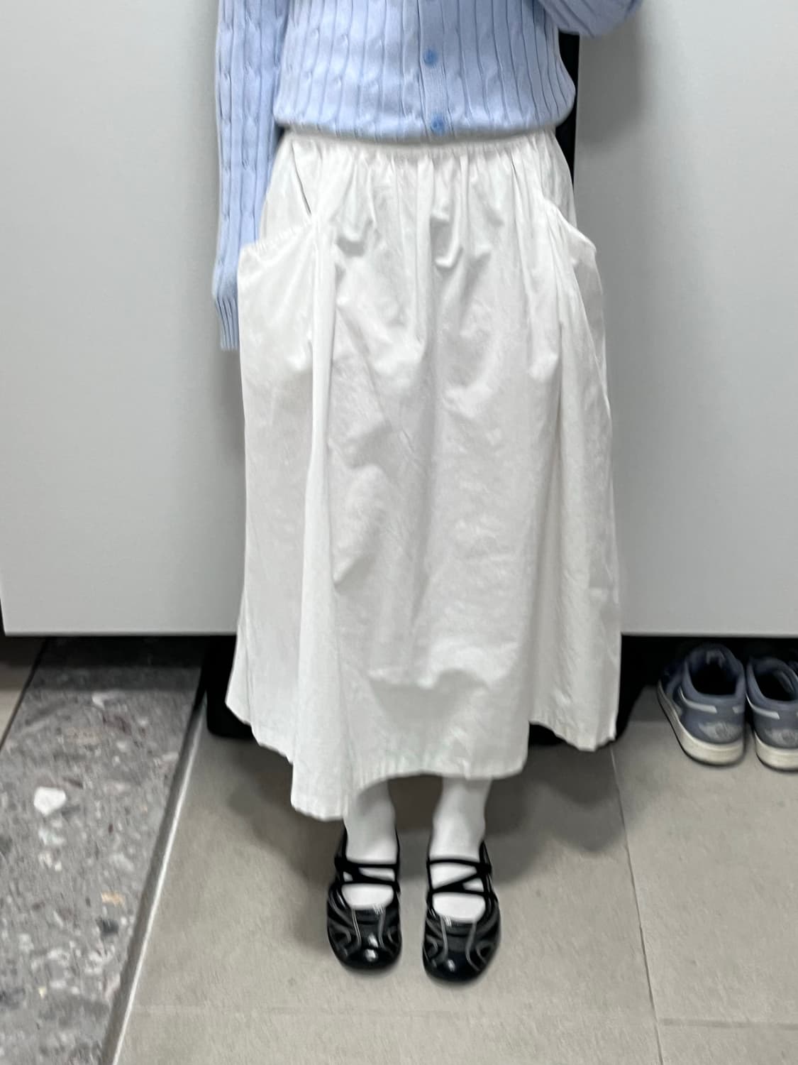 미국 빈티지 허리 아일렛 코튼 롱 플레어 치마 상품이미지1