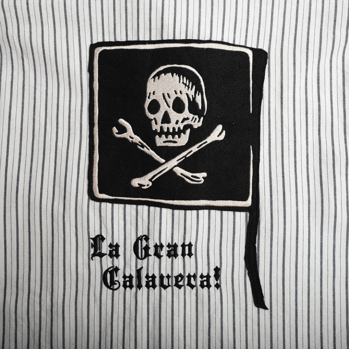 Gangsterville 갱스터빌 해골 자수 스트라이프 셔츠 L사이즈 상품이미지10