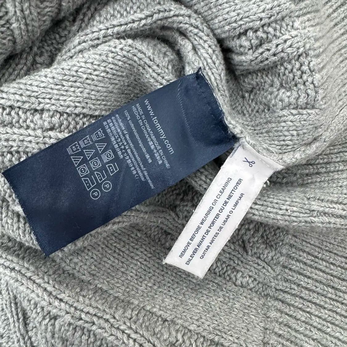L 타미힐피거 케이블 그레이 라운드 니트  상품이미지5