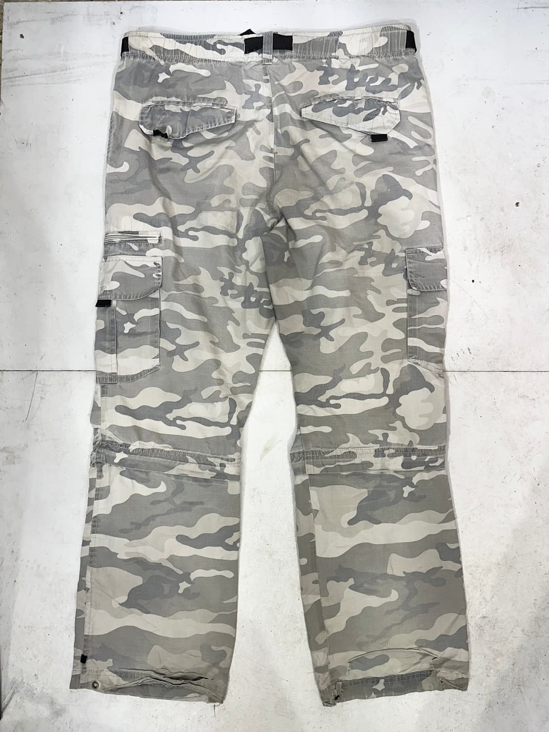 일본 빈티지 베이지 절개 포인트 와이드 밀리터리 카모 팬츠 카고 바지  상품이미지5