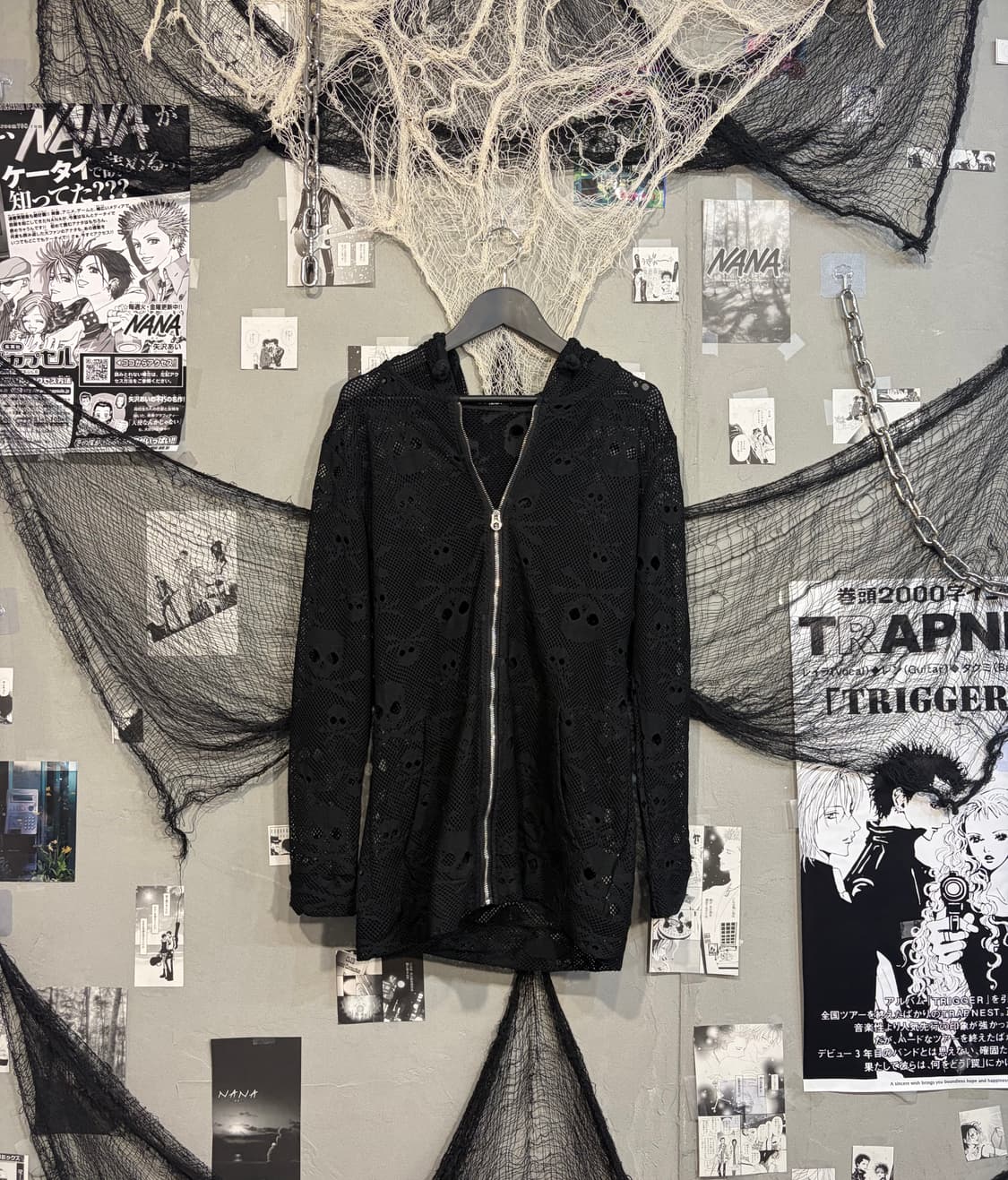 Gothic mesh skull detail hoodie zip up 상품이미지4