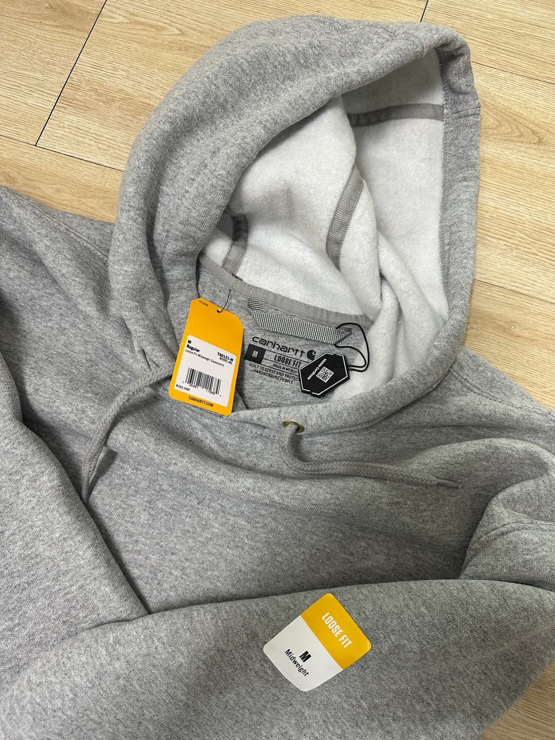 칼하트 루즈핏 미드웨이트 레귤러 후드 헤더그레이 상품이미지3
