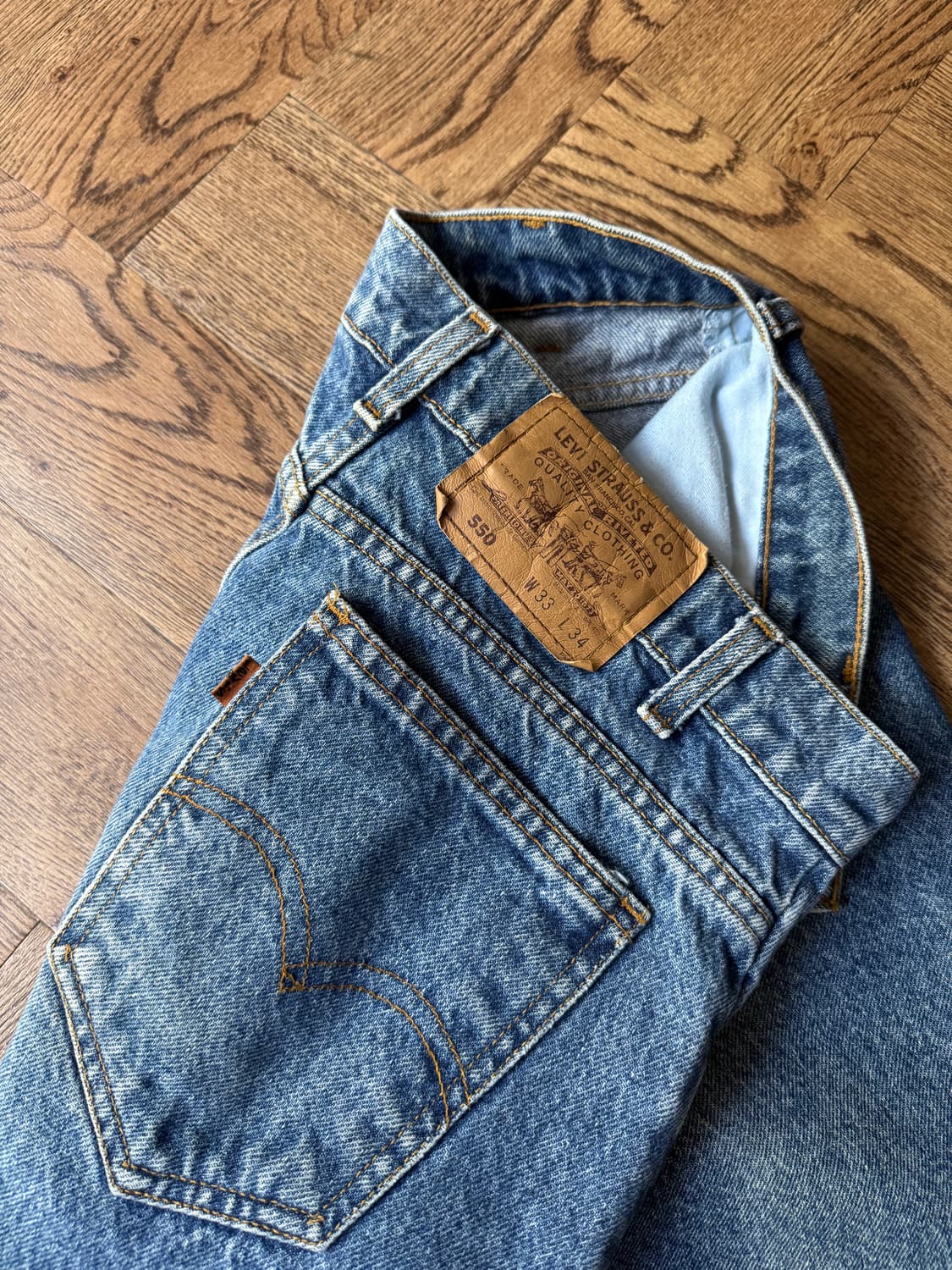 [33]90's 리바이스 오렌지탭 Made in USA 550 테이퍼드진 상품이미지4